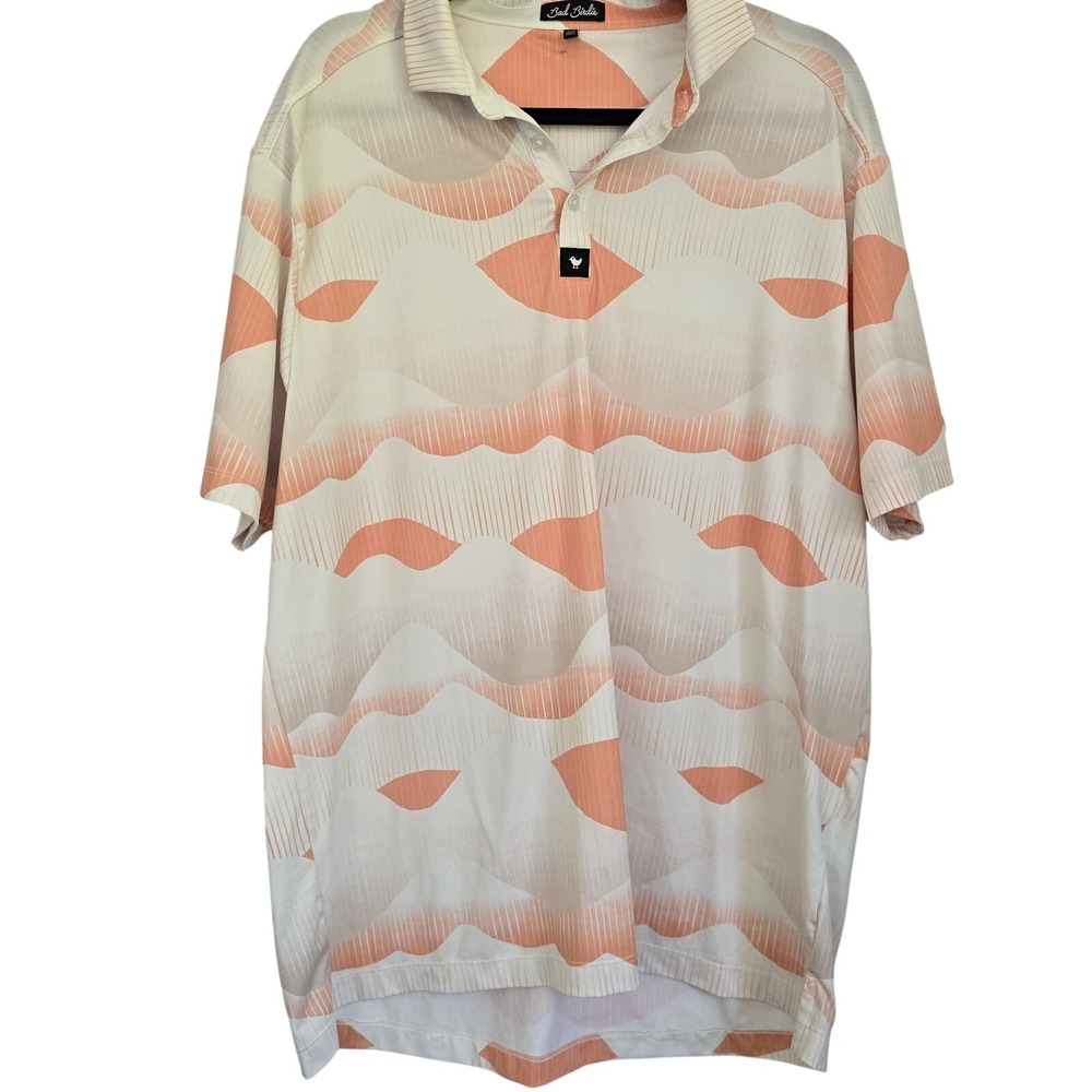 Bad Birdie Golf Polo Shirt Mens Abstract Pattern Short‎ Sleeve XXL
